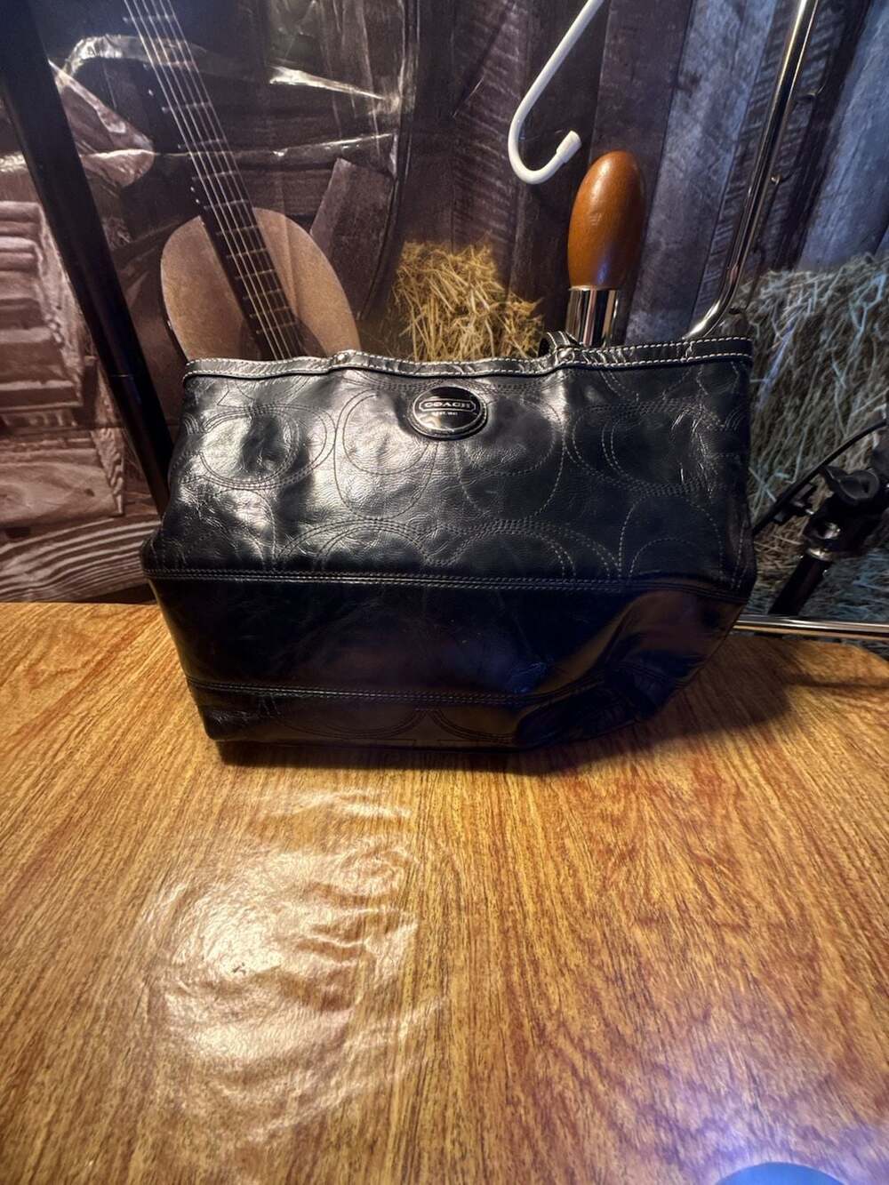 Coach Signature Embossed Patent Leather Gallery Tote Bag F15142
